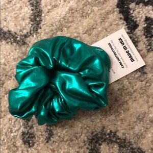 Green shiny oversized scrunchie